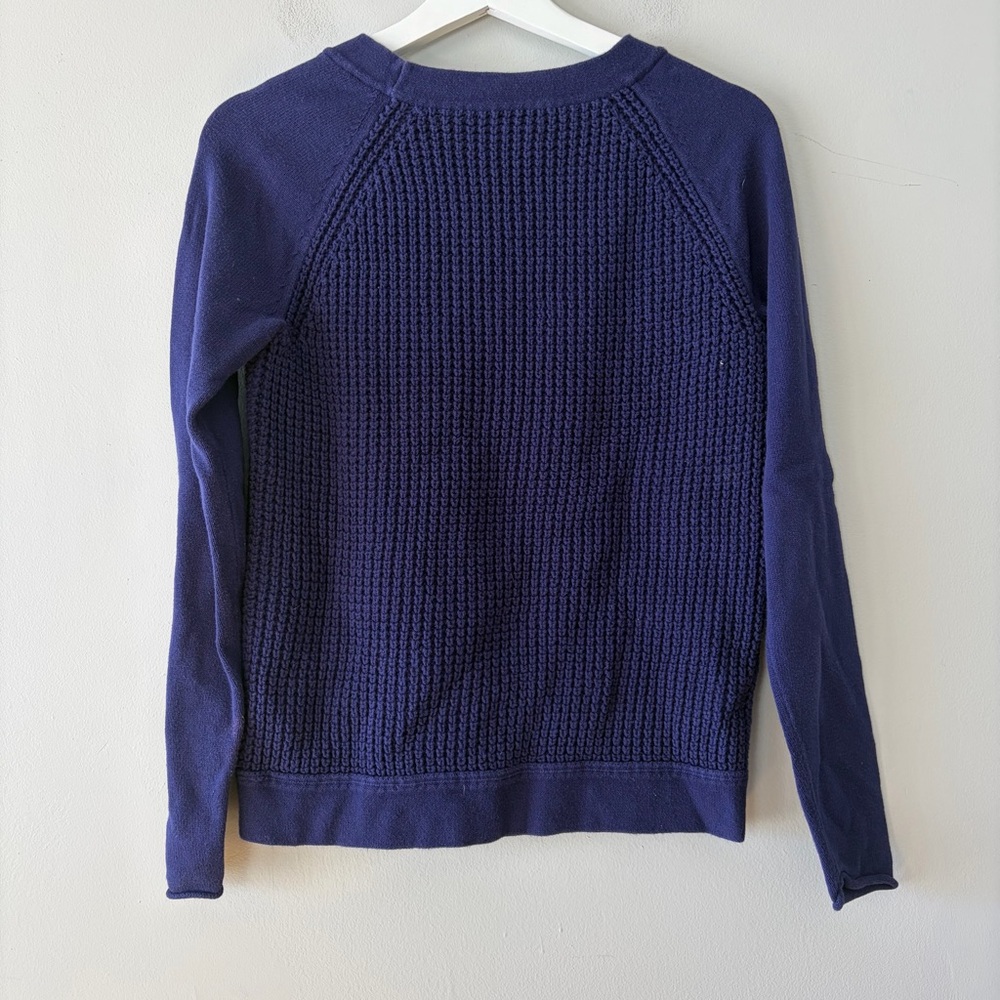 J. Crew Chunky Knit Royal Blue Crew‎ Neck Sweat 100% Cotton Women's Small - Picture 2 of 7